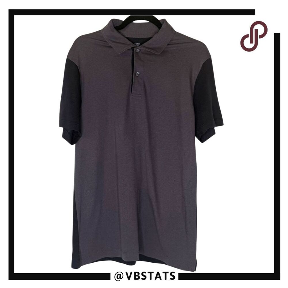 Mack Weldon Men's Colorblock Short Sleeve Golf Polo Shirt Black Gray Medium